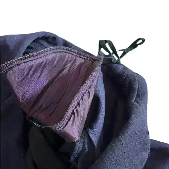 Jessica Howard Coat Dress Navy Blue with Handpainted Flowers Vintage 80s Size 10 - Picture 8 of 9